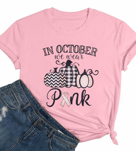 FASHGL I Wear Pink for My Mom Breast Cancer Awareness T-Shirt Pink Size S