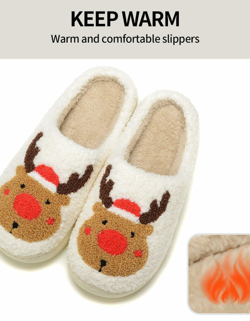 Load image into Gallery viewer, Jogyew Women Christmas Reindeer Holiday Slippers Red Size US 6-7B(M)
