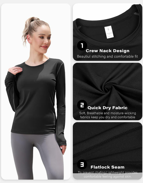 Load image into Gallery viewer, WANAYOU Women's Compression Dry Fit Long Sleeve Shirt 2 Pack Black Size M
