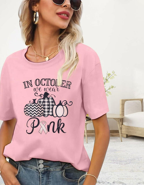 Load image into Gallery viewer, FASHGL I Wear Pink for My Mom Breast Cancer Awareness T-Shirt Pink Size S
