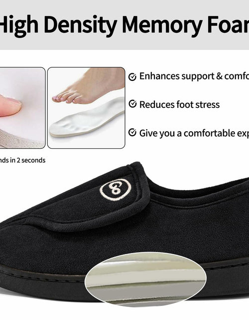 Load image into Gallery viewer, HARENCE Women's Adjustable Memory Foam Fur Lined Slippers Black Size 42/43
