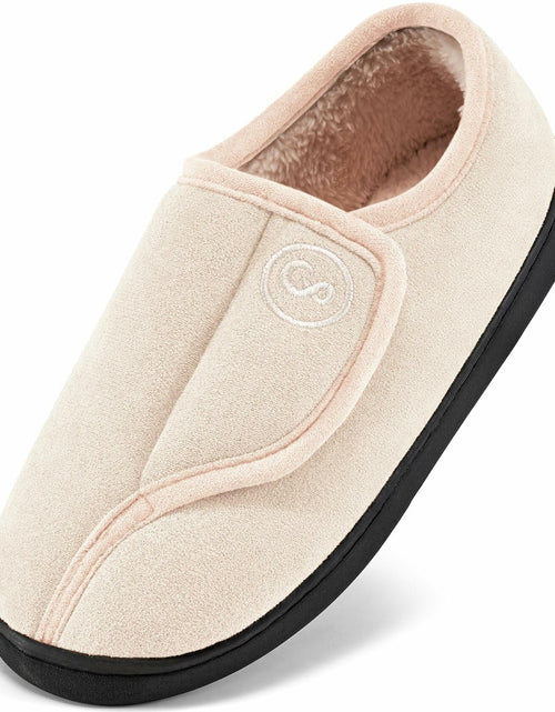 Load image into Gallery viewer, HARENCE Women's Slippers Memory Foam Adjustable Fur Lined Size 38/39
