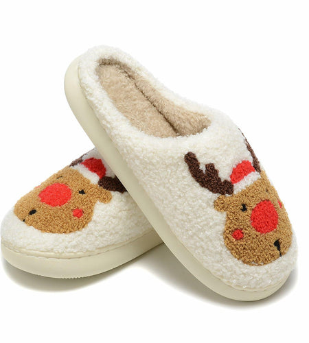 Jogyew Women Christmas Reindeer Holiday Slippers Red Size US 6-7B(M)