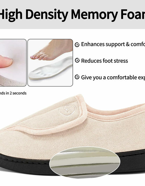 Load image into Gallery viewer, HARENCE Women's Slippers Memory Foam Adjustable Fur Lined Size 38/39
