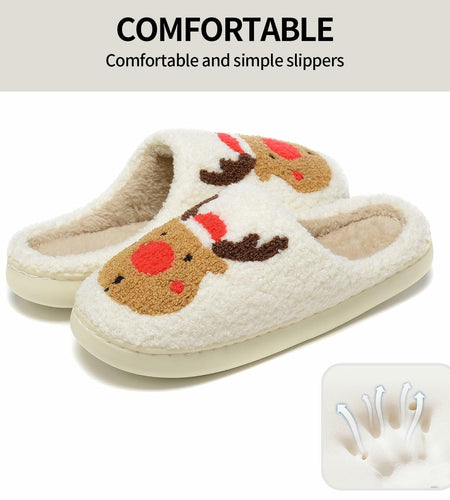Jogyew Women Christmas Reindeer Holiday Slippers Red Size US 6-7B(M)