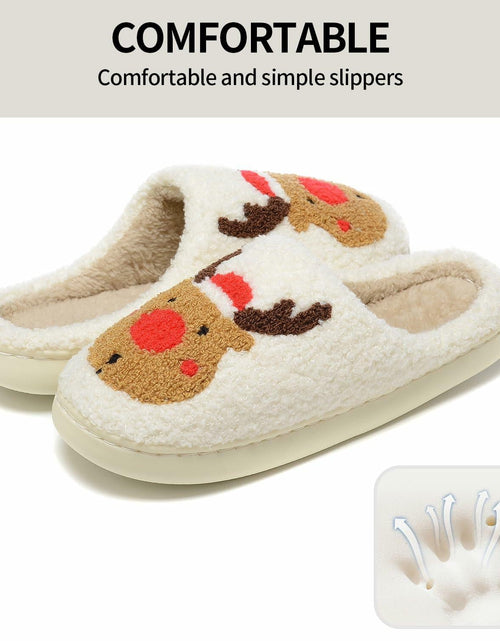 Load image into Gallery viewer, Jogyew Women Christmas Reindeer Holiday Slippers Red Size US 6-7B(M)
