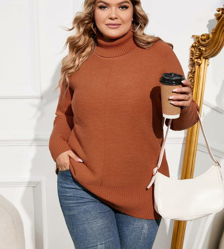 Hanna Nikole Plus Size Cowl Neck Sweater Long Sleeve Orange Size 16