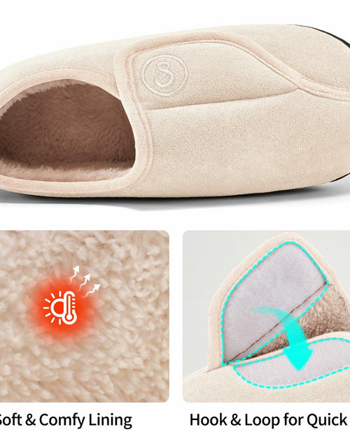 Load image into Gallery viewer, HARENCE Women's Slippers Memory Foam Adjustable Fur Lined Size 38/39
