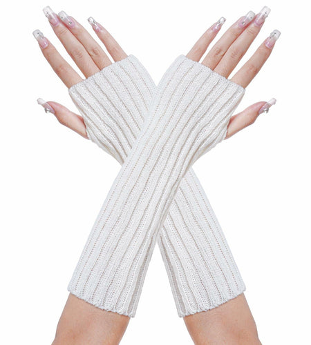 Hmxpls Knitted Kawaii Arm Warmers Wrist Warmers Women White
