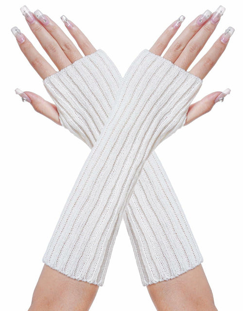 Load image into Gallery viewer, Hmxpls Knitted Kawaii Arm Warmers Wrist Warmers Women White
