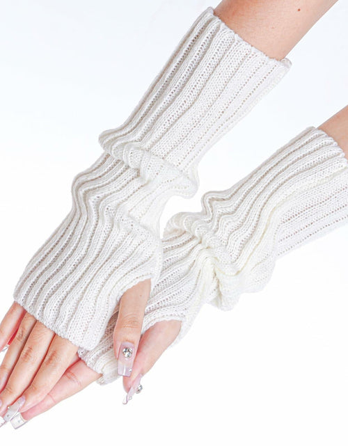 Load image into Gallery viewer, Hmxpls Knitted Kawaii Arm Warmers Wrist Warmers Women White
