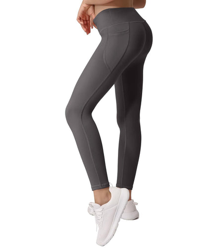 BHRIWRPY 4-Pack Girl Yoga Leggings with 2 Pockets-Active Workout Pants, Black XL