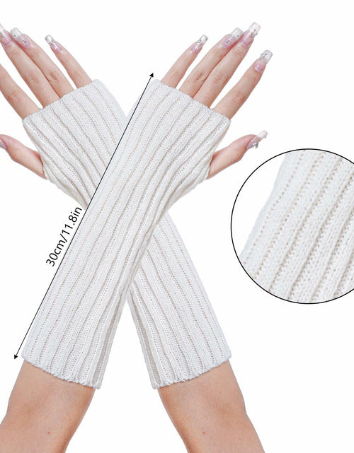 Load image into Gallery viewer, Hmxpls Knitted Kawaii Arm Warmers Wrist Warmers Women White
