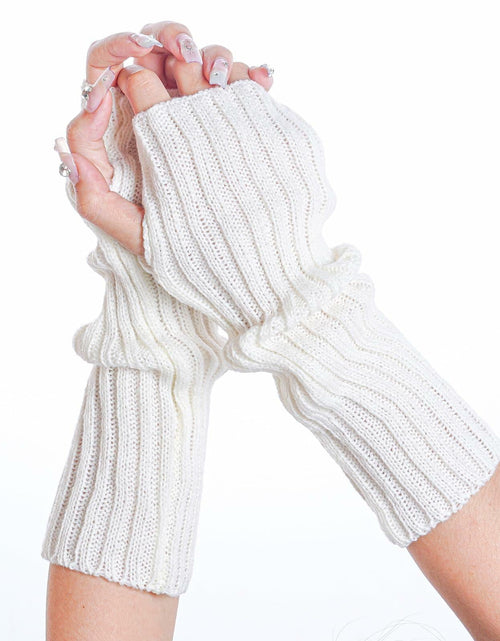 Load image into Gallery viewer, Hmxpls Knitted Kawaii Arm Warmers Wrist Warmers Women White
