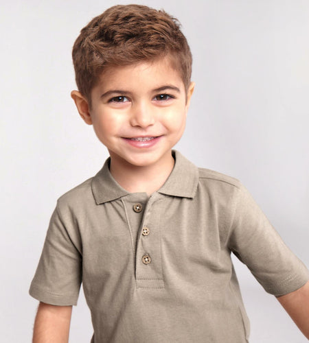 HonestBaby Polo T-Shirt Organic Cotton Infant Unisex Khaki - Size Newborn