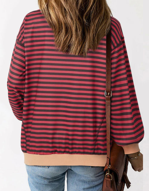 Load image into Gallery viewer, Womens Oversized Sweatshirt Cotton Long Sleeve Pullover Wine Purple Size L
