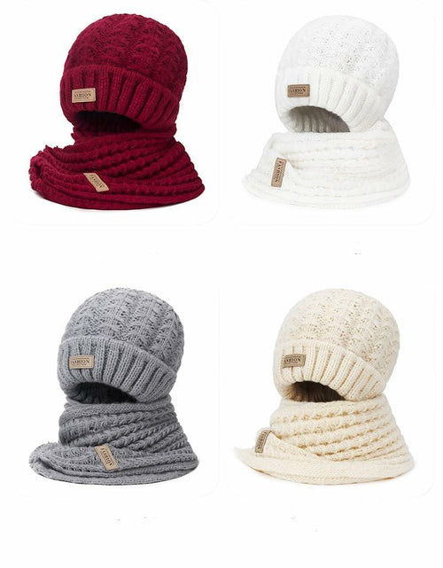 Load image into Gallery viewer, Wander Agio Women's Wool Knit Beanie &amp; Scarf Set Grey 5pcs

