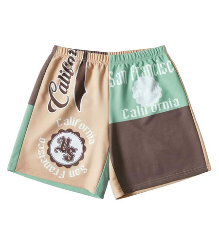 GORGLITTER Women's Colorblock Track Shorts Letter Graphic Print Size L