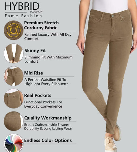 Hybrid & Company Corduroy Skinny Pants Camel Size 11
