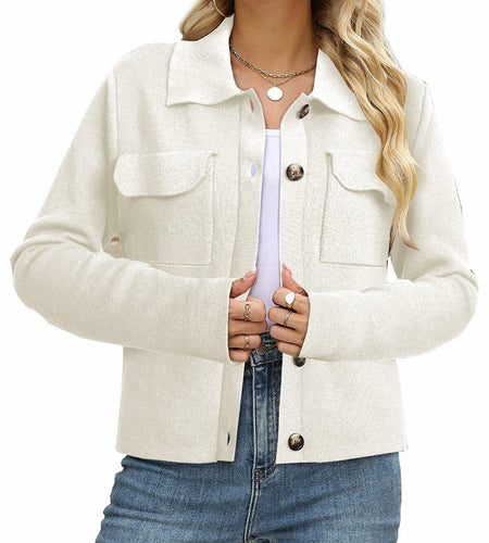 BZB Womens Cardigan Sweater Long Sleeve Open Front Knit White - Size XXL