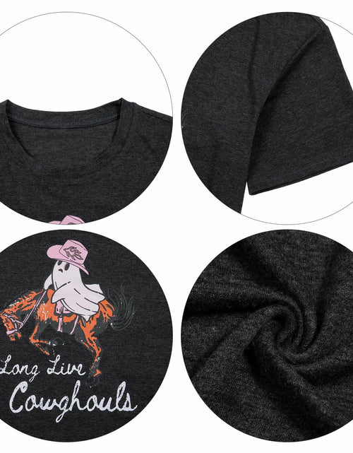 Load image into Gallery viewer, Western Halloween T-Shirt Funny Cowghouls Spooky Grey Size M
