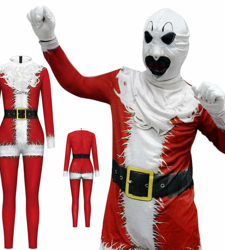 VSAEJO Halloween Clown Costume Jumpsuit Mask Set Adults Size L
