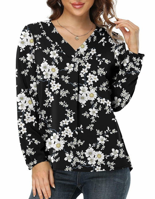 Load image into Gallery viewer, Jouica V Neck Tunic Top Women Black Size Small
