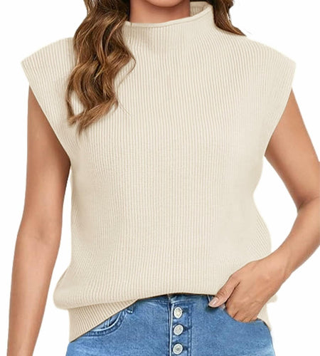 Himosyber Women's Knit Sweater Vest Sleeveless Top Apricot Size XSmall