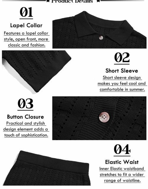 Load image into Gallery viewer, Imily Bela Womens Hollow Out Knit Cardigan &amp; Wide Leg Pants Set Black Size M
