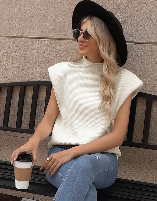 Load image into Gallery viewer, Himosyber Women's Knit Sweater Vest Sleeveless Top Apricot Size XSmall
