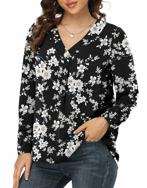 Load image into Gallery viewer, Jouica V Neck Tunic Top Women Black Size Small
