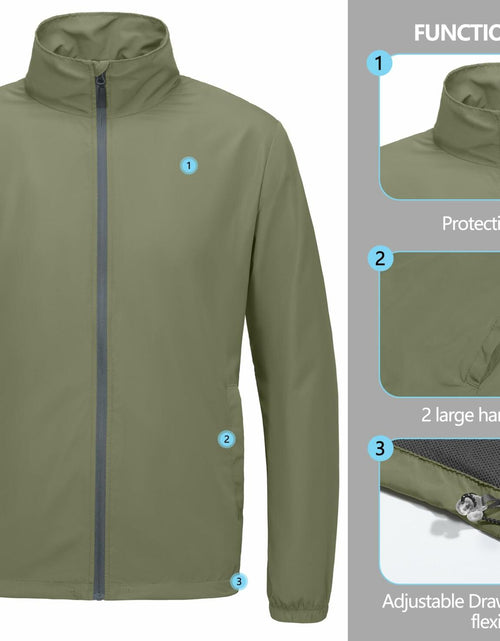 Load image into Gallery viewer, Little Donkey Andy Men's Windbreaker Jacket Lightweight Water-resistant Sage XL
