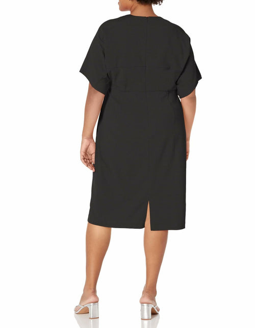 Load image into Gallery viewer, London Times Women's Black Midi Sheath Dress Versatile Polished Size 8
