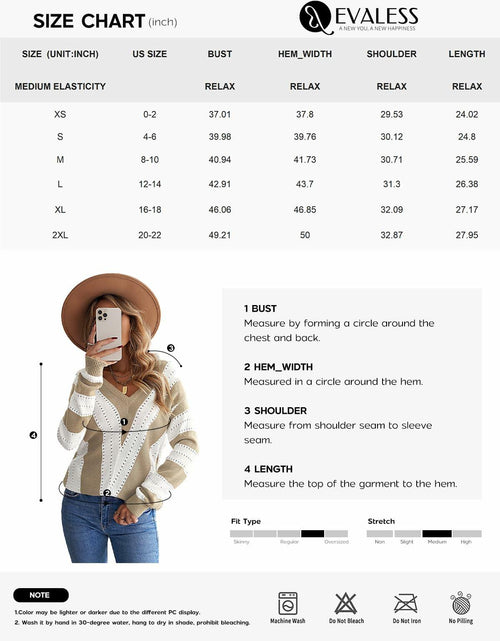 Load image into Gallery viewer, EVALESS Womens Brown Striped Knit Sweater Long Sleeve Pullover Size S
