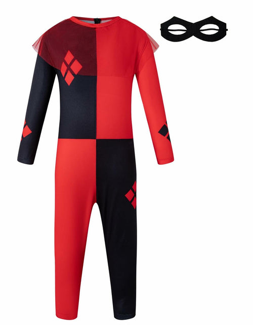 Load image into Gallery viewer, Yruiz Girl Halloween Clown Jumpsuit Red Black Long Sleeves Size 5-6Y
