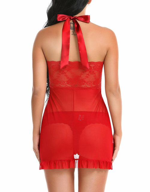 Load image into Gallery viewer, Ababoon Women Lingerie Sexy Babydoll Lace Chemise Nightwear, Dark Red S
