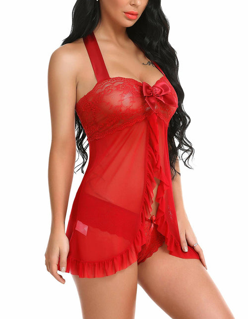 Load image into Gallery viewer, Ababoon Women Lingerie Sexy Babydoll Lace Chemise Nightwear, Dark Red S
