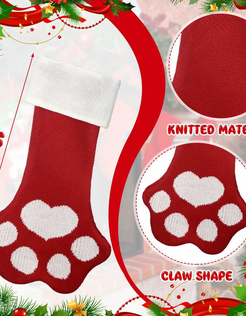 Load image into Gallery viewer, Geyoga 6 Pcs Dog Christmas Stocking Red White Knitted 18in Large Set
