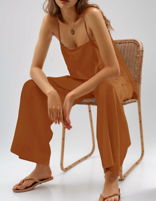 Load image into Gallery viewer, Imily Bela Womens Linen 2PC Camisole &amp; Wide Leg Pants Brick Red Size XXL

