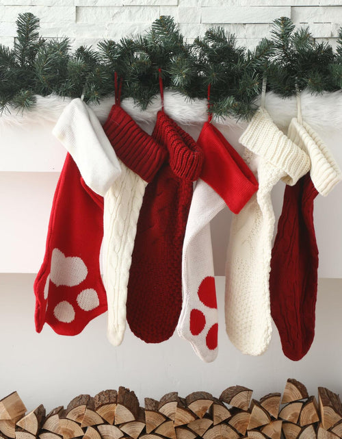 Load image into Gallery viewer, Geyoga 6 Pcs Dog Christmas Stocking Red White Knitted 18in Large Set

