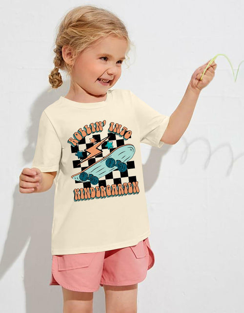 Load image into Gallery viewer, FAYALEQ Rollin Into Kindergarten Shirt Beige Kids Tee -  Size 5-6
