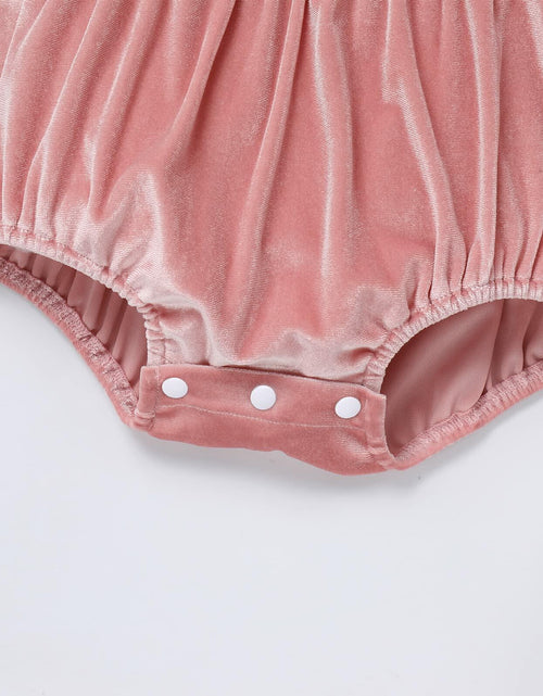 Load image into Gallery viewer, Infant Baby Girl Velvet Romper Pink Christmas Outfit Size 6-12M
