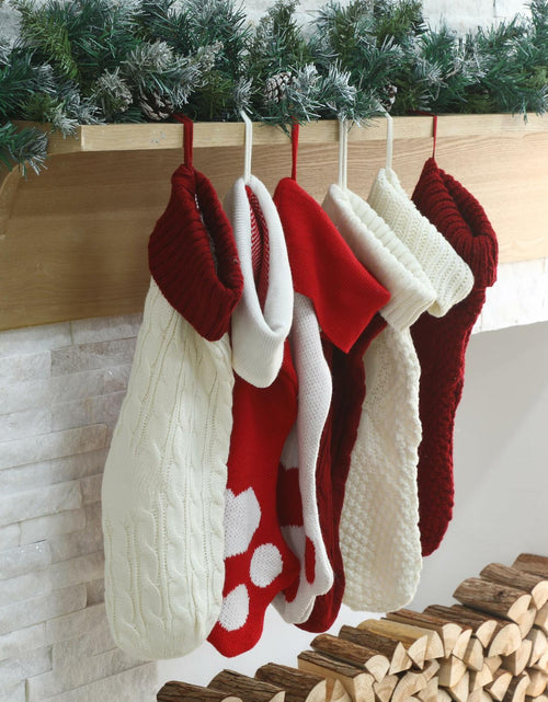 Load image into Gallery viewer, Geyoga 6 Pcs Dog Christmas Stocking Red White Knitted 18in Large Set
