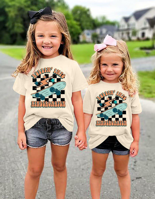 Load image into Gallery viewer, FAYALEQ Rollin Into Kindergarten Shirt Beige Kids Tee -  Size 5-6
