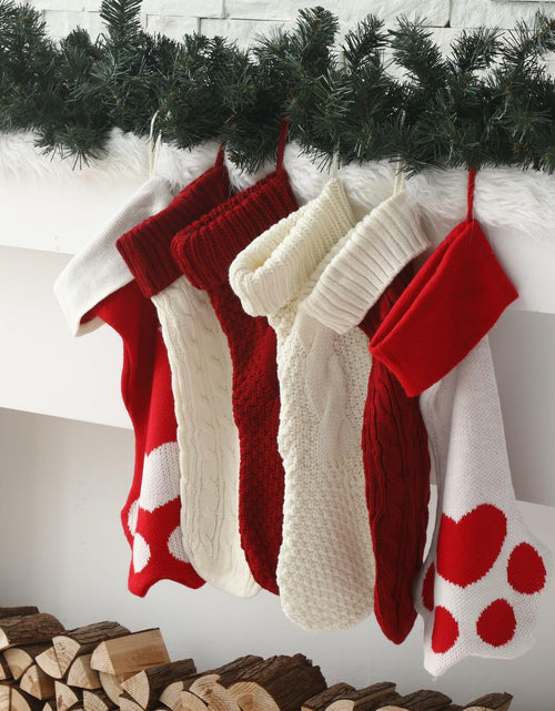 Load image into Gallery viewer, Geyoga 6 Pcs Dog Christmas Stocking Red White Knitted 18in Large Set
