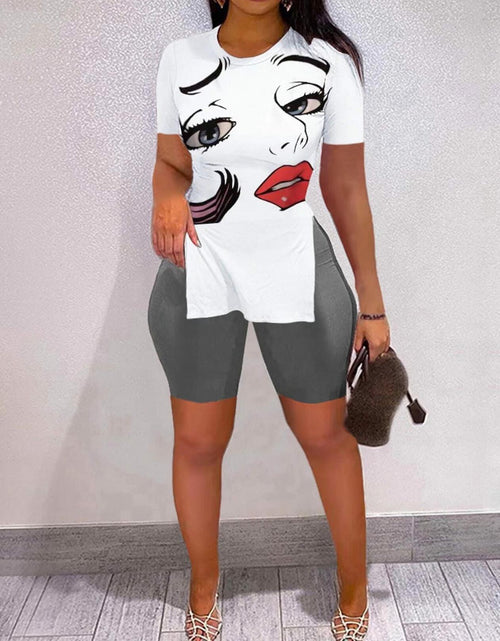 Load image into Gallery viewer, MRSYVES 2PC White Pullover &amp; Leggings Set Short Sleeve Size S
