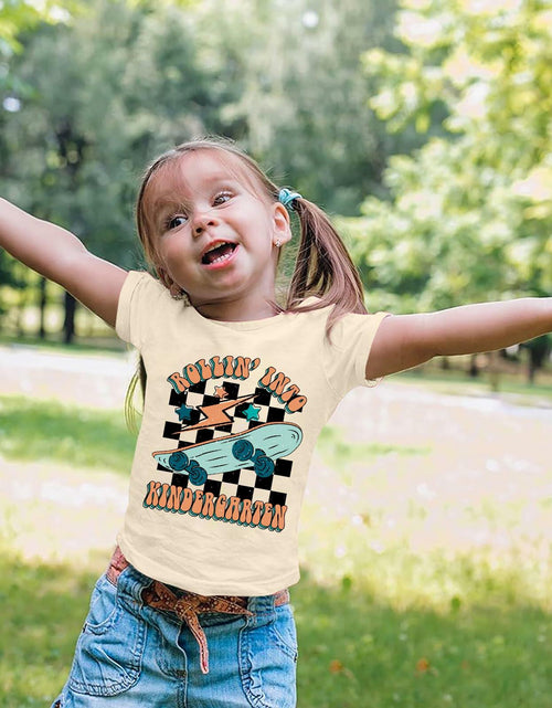 Load image into Gallery viewer, FAYALEQ Rollin Into Kindergarten Shirt Beige Kids Tee -  Size 5-6
