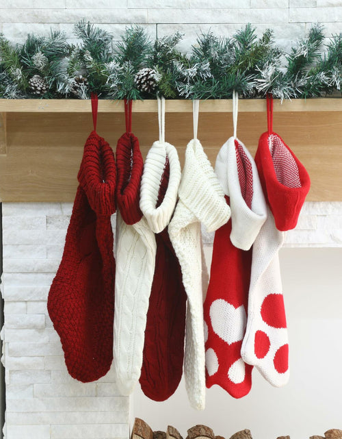 Load image into Gallery viewer, Geyoga 6 Pcs Dog Christmas Stocking Red White Knitted 18in Large Set

