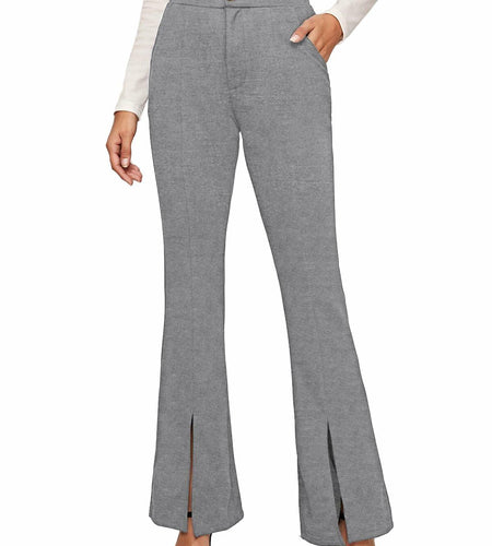 EVALESS Business Dress Work Pants High Waisted Slim Flare Dark Grey Size M