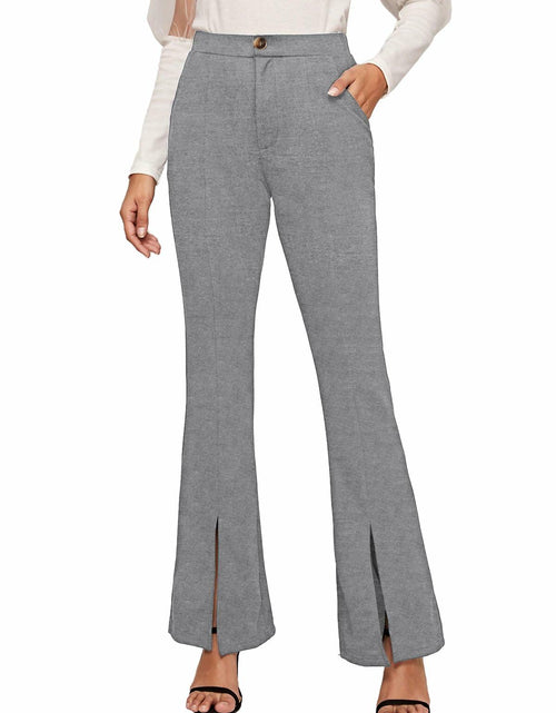 Load image into Gallery viewer, EVALESS Business Dress Work Pants High Waisted Slim Flare Dark Grey Size M
